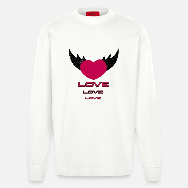 Fliegendes Herz - Heavyweight Oversized Organic Langarmshirt Made in EU - OFF WHITE