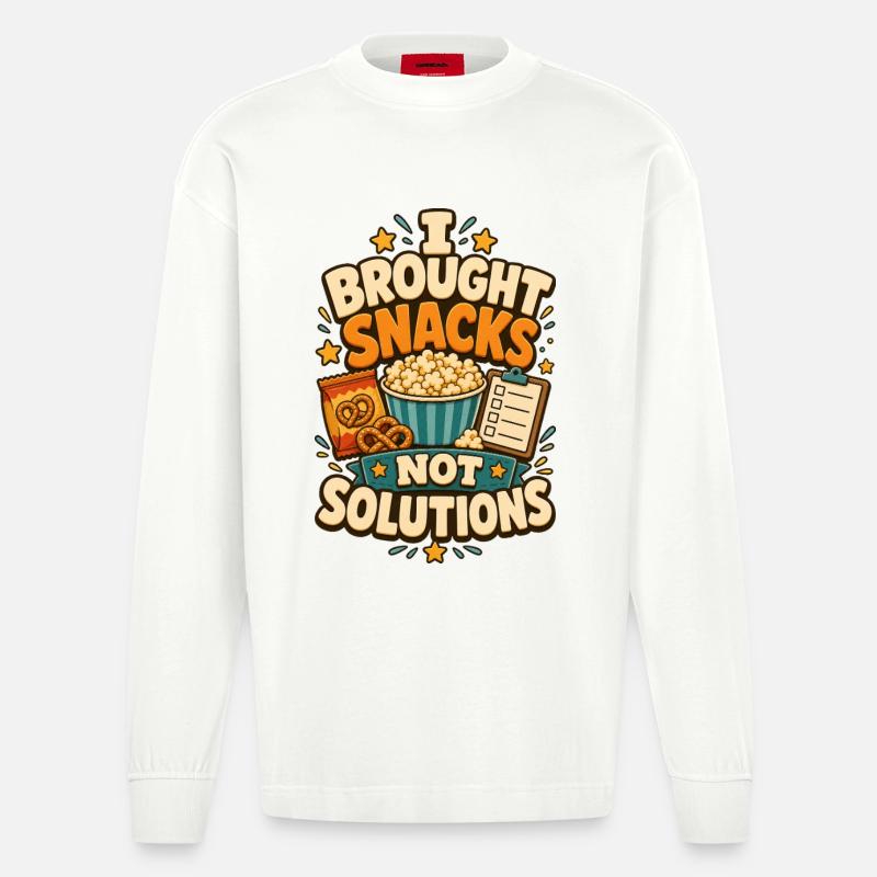 I Brought Snacks Not Solutions - Heavyweight Oversized Organic Langarmshirt Made in EU - OFF WHITE
