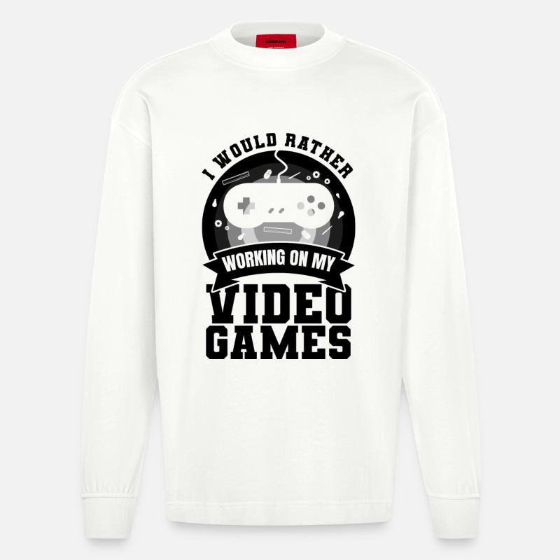 Game Dev - Heavyweight Oversized Organic Langarmshirt Made in EU - OFF WHITE