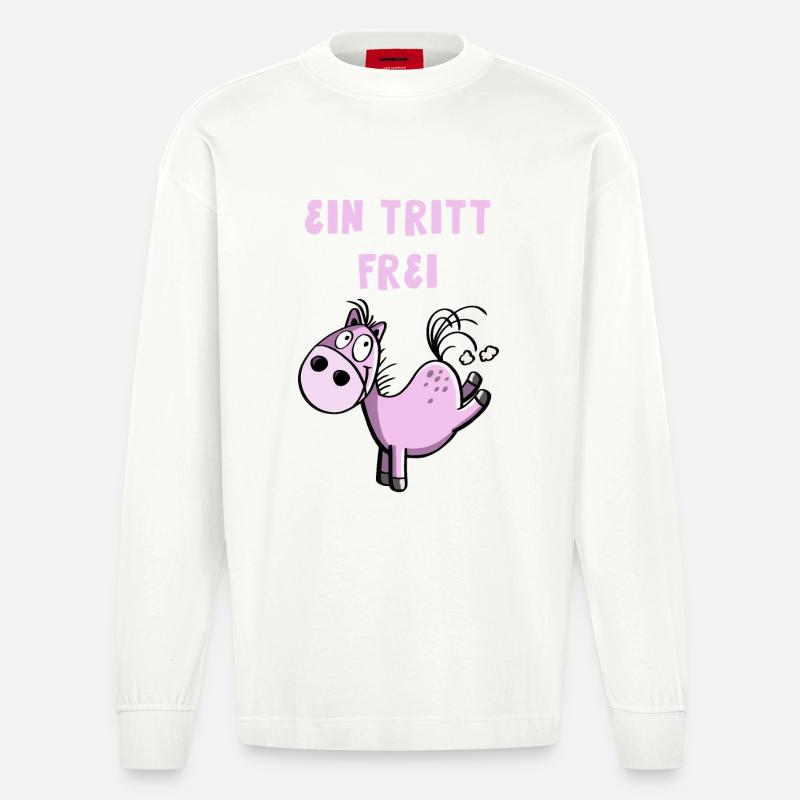 Ein Tritt Frei Pferdchen - Heavyweight Oversized Organic Langarmshirt Made in EU - OFF WHITE