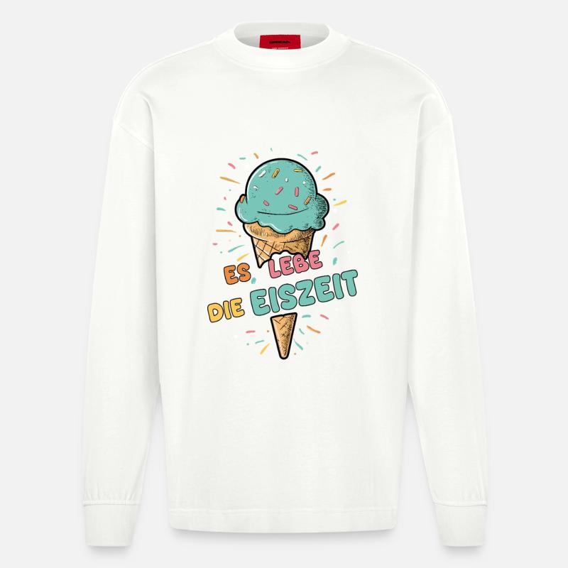 Es lebe die Eiszeit - Eiskugel - Heavyweight Oversized Organic Langarmshirt Made in EU - OFF WHITE
