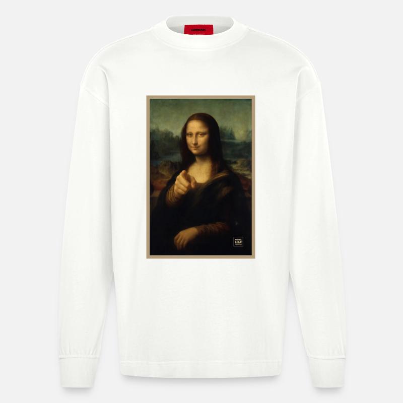 Mona Lisa hat dich gewählt - Heavyweight Oversized Organic Langarmshirt Made in EU - OFF WHITE