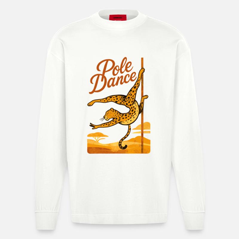 Pole Dance Leopardin Poledancerin Geschenk - Heavyweight Oversized Organic Langarmshirt Made in EU - OFF WHITE