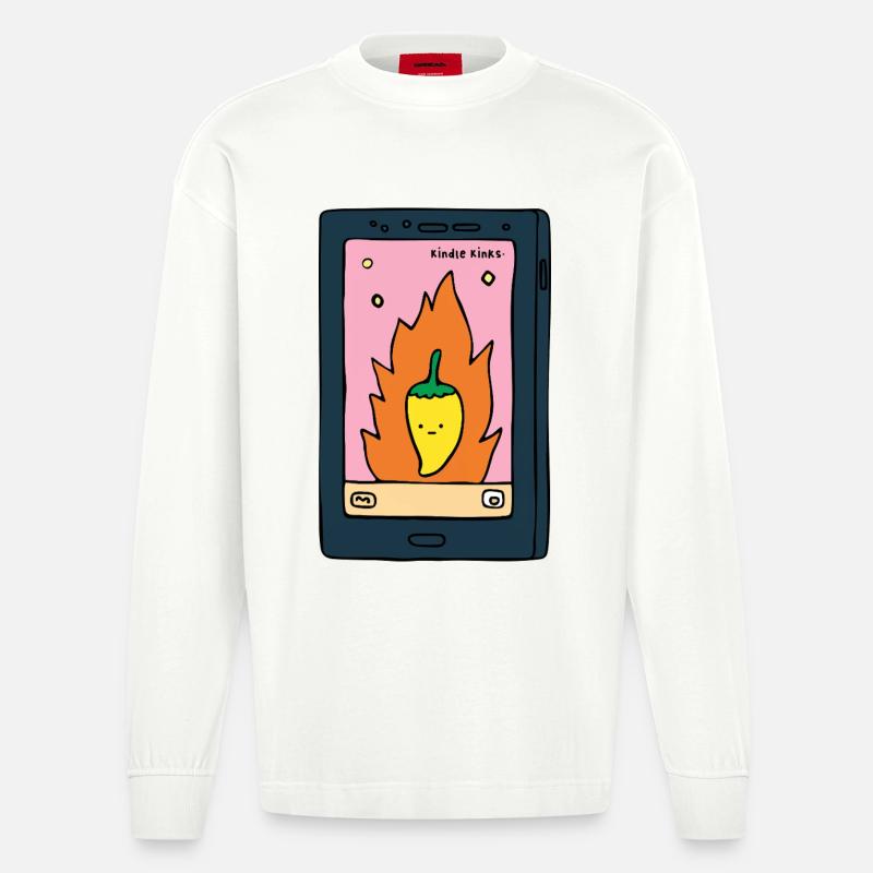 Spicy E-Reader “Kinks” Design | Funny BookT - Heavyweight Oversized Organic Langarmshirt Made in EU - OFF WHITE