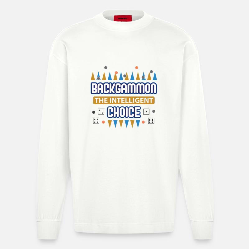 Backgammon Spiel - Heavyweight Oversized Organic Langarmshirt Made in EU - OFF WHITE