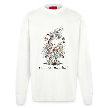 Fleece Navidad Weihnachtsschaf Cartoon Schaf - Heavyweight Oversized Organic Langarmshirt Made in EU - OFF WHITE - Vorne