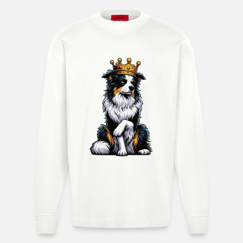 Australian Shepherd Aussie Aussie Owners Aussies - Heavyweight Oversized Organic Longsleeve Shirt Made in EU - OFF WHITE