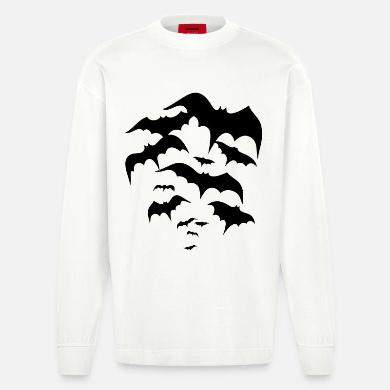 Fledermäuse, bats, Vampire, Dracula - Heavyweight Oversized Organic Langarmshirt Made in EU - OFF WHITE