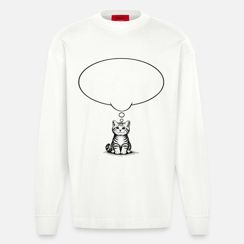 Katzenbaby_sitzend_mit_Denkblase - Heavyweight Oversized Organic Langarmshirt Made in EU - OFF WHITE