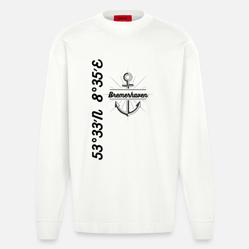 Bremerhaven coordonne Maritim - Manches longues bio épais oversize fabriqué en UE - OFF WHITE