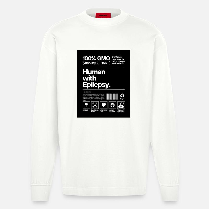 Human with Epilepsy - Heavyweight Oversized Organic Longsleeve Shirt Made in EU - OFF WHITE