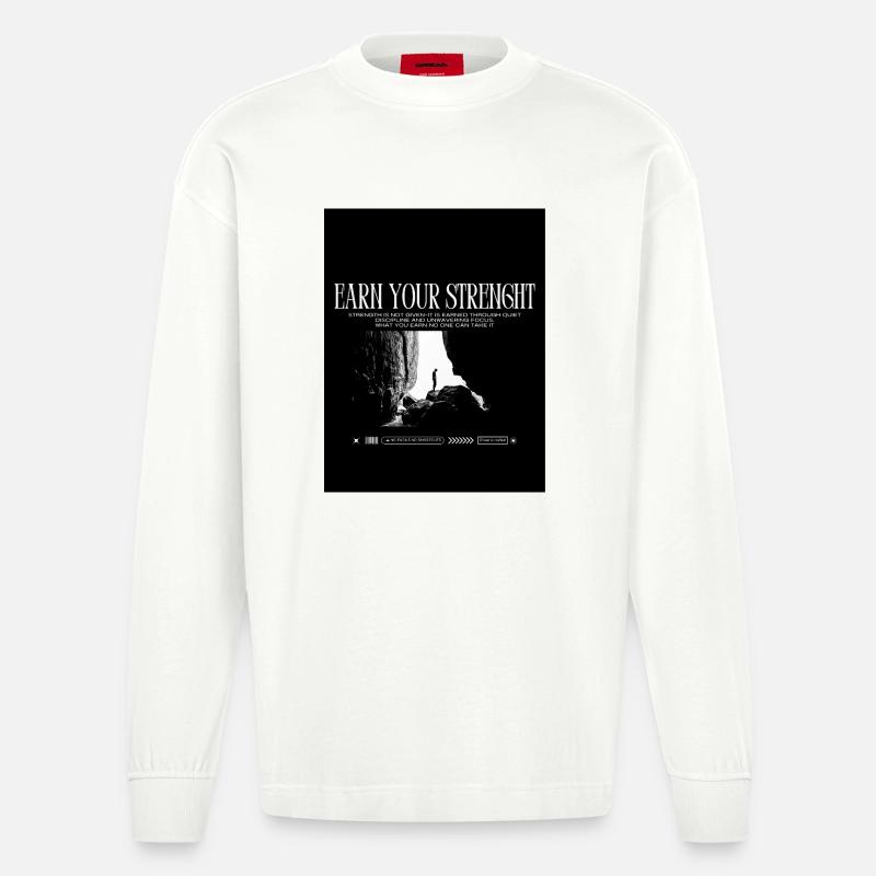 Black_White|Modern|Typographisch|StreetwearTshirtpro - Heavyweight Oversized Organic Langarmshirt Made in EU - OFF WHITE