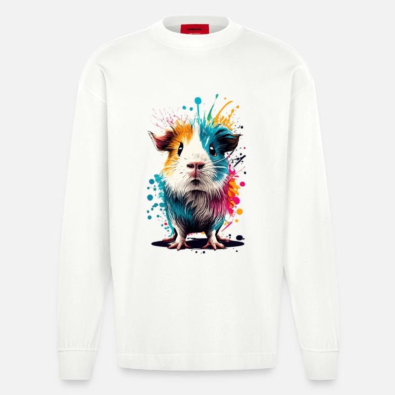 Cochon d’Inde - Mignon cochon d’Inde - Manches longues bio épais oversize fabriqué en UE - OFF WHITE