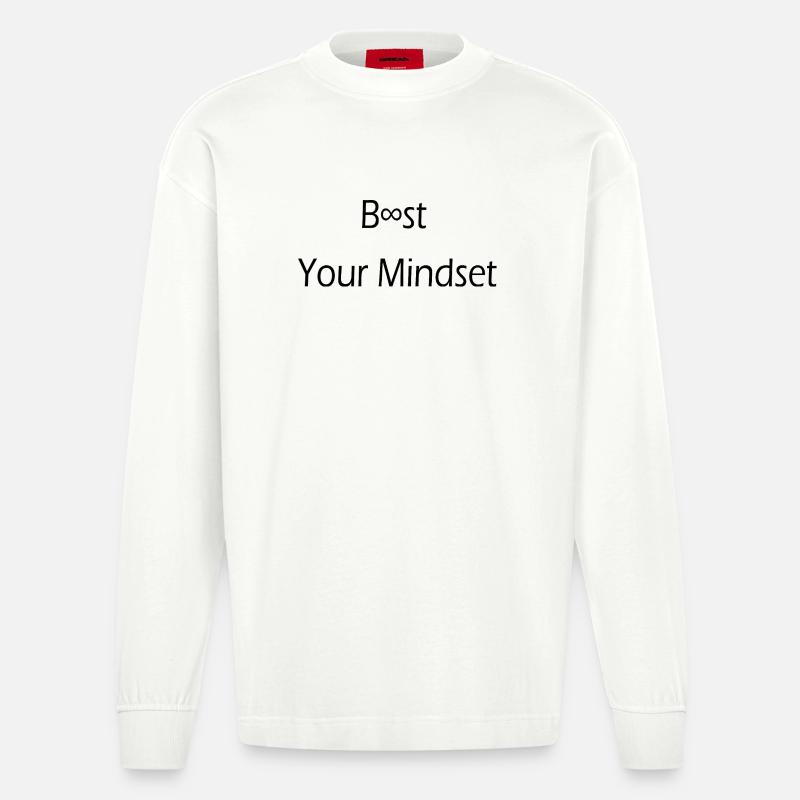 Boost your Mindset / Motivation/ Disziplin/ Spruch - Heavyweight Oversized Organic Langarmshirt Made in EU - OFF WHITE