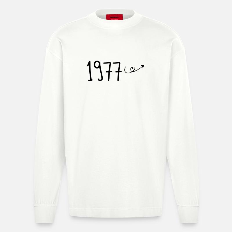 1977 Jubiläum 1977 Retro 1977 - Heavyweight Oversized Organic Langarmshirt Made in EU - OFF WHITE