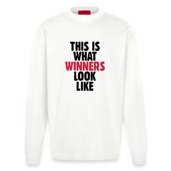 This is what winners look like - Heavyweight Oversized Organic Langarmshirt Made in EU - OFF WHITE - Vorne