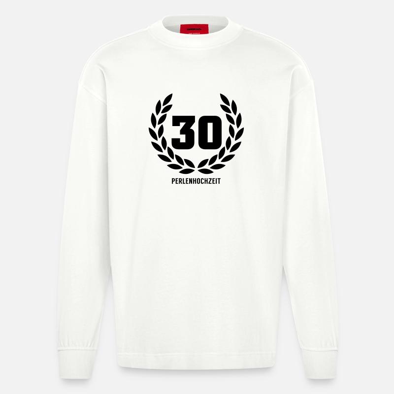 30 Perlenhochzeit - Heavyweight Oversized Organic Langarmshirt Made in EU - OFF WHITE