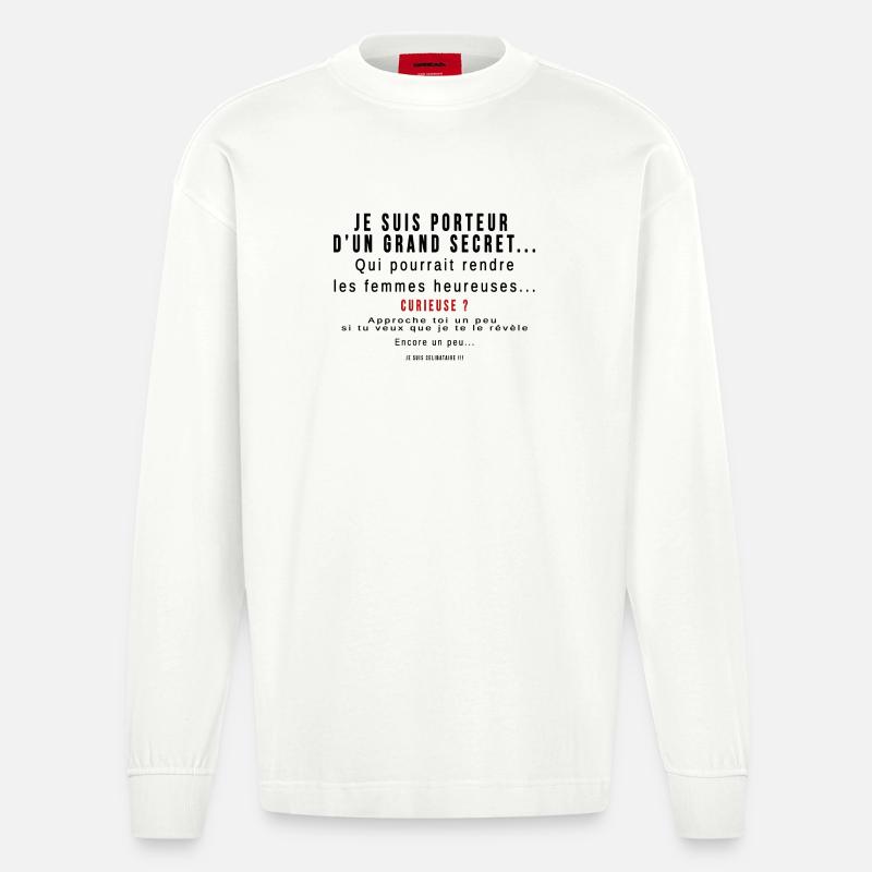 Curieuse ? Secret dévoilé - Manches longues bio épais oversize fabriqué en UE - OFF WHITE