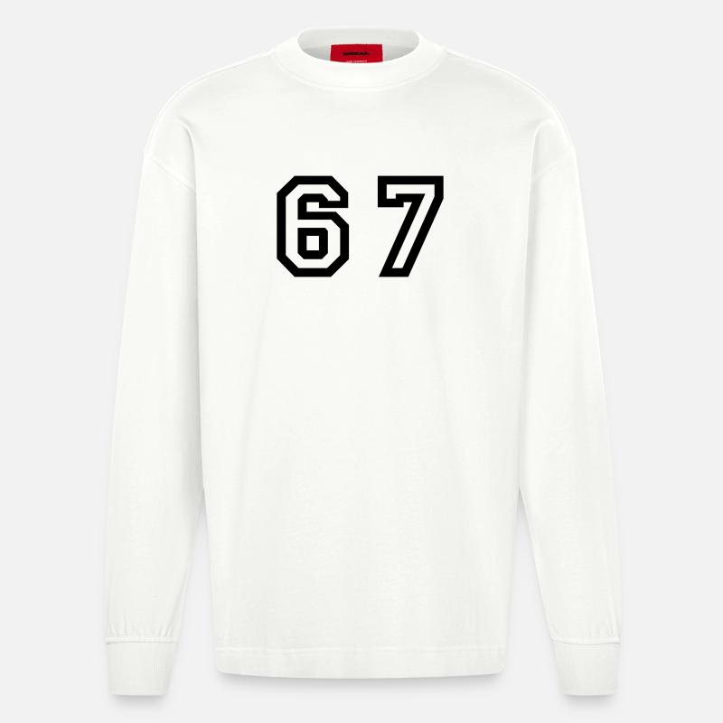 Number - 67 - Sixty Seven - Heavyweight Oversized Organic Langarmshirt Made in EU - OFF WHITE