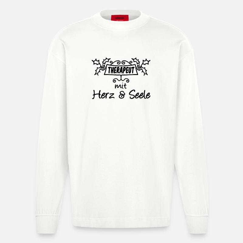 Therapeut - Herz & Seele Geschenk - Heavyweight Oversized Organic Langarmshirt Made in EU - OFF WHITE