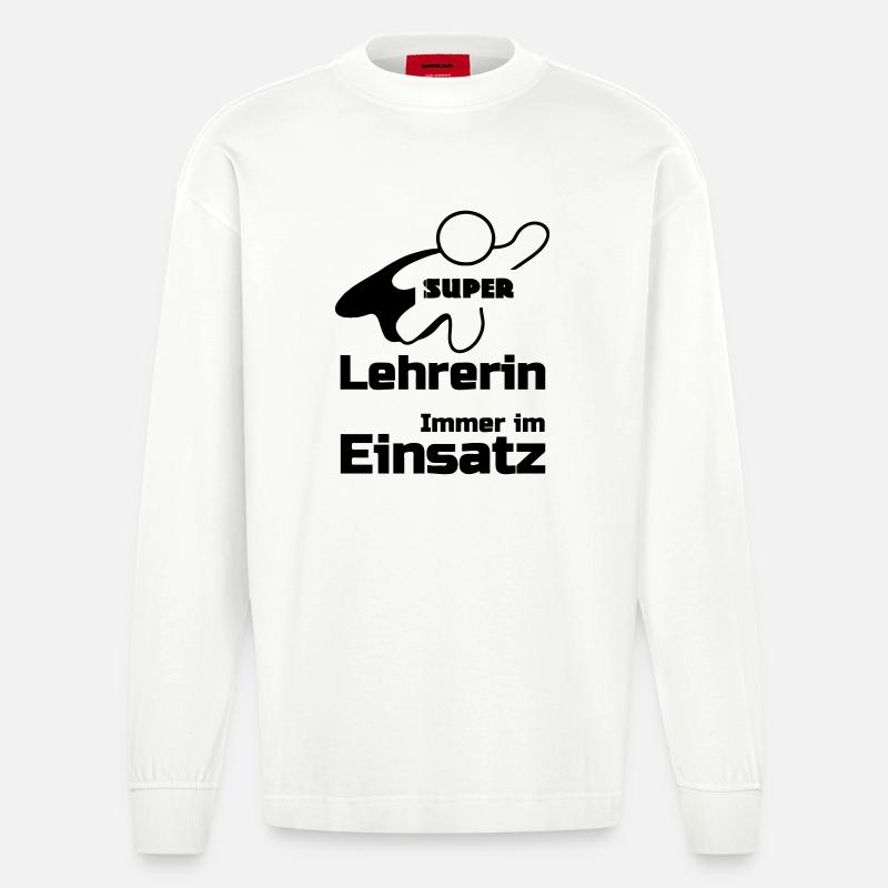 Super Lehrerin Geschenk - Heavyweight Oversized Organic Langarmshirt Made in EU - OFF WHITE