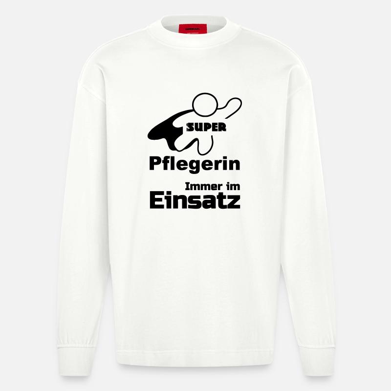 Super Pflegerin Geschenk - Heavyweight Oversized Organic Langarmshirt Made in EU - OFF WHITE