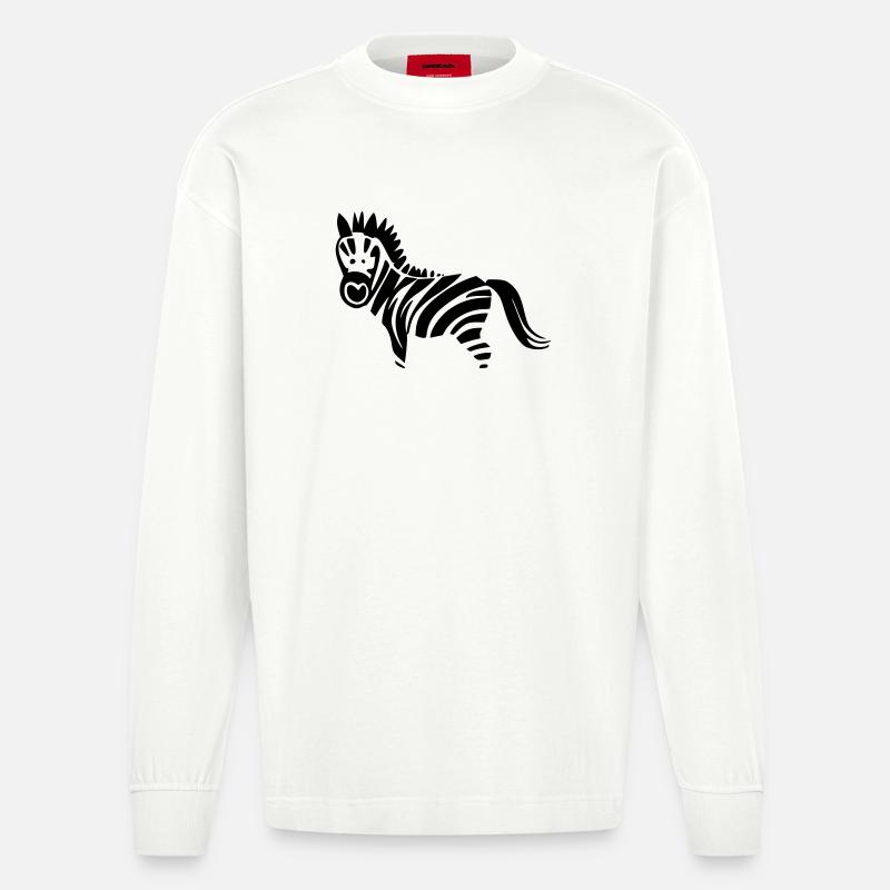 Zebra Design schwarz/ weiss - Heavyweight Oversized Organic Langarmshirt Made in EU - OFF WHITE