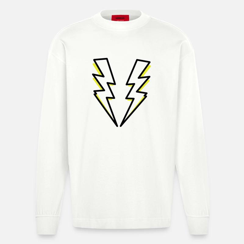 Blitze,Blitz,Blitzer, - Heavyweight Oversized Organic Langarmshirt Made in EU - OFF WHITE