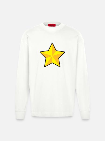 3D Stern | 3D Star | Dimension - Heavyweight Oversized Organic Longsleeve Shirt Made in EU - OFF WHITE