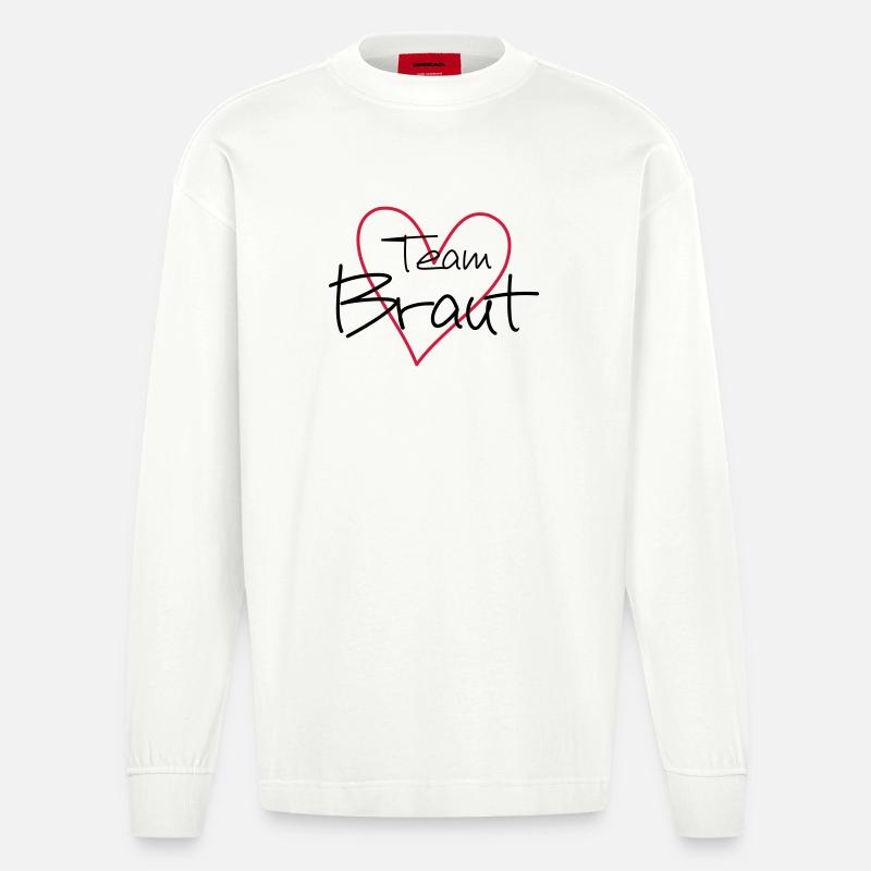 Team Braut Herz Party - Heavyweight Oversized Organic Langarmshirt Made in EU - OFF WHITE