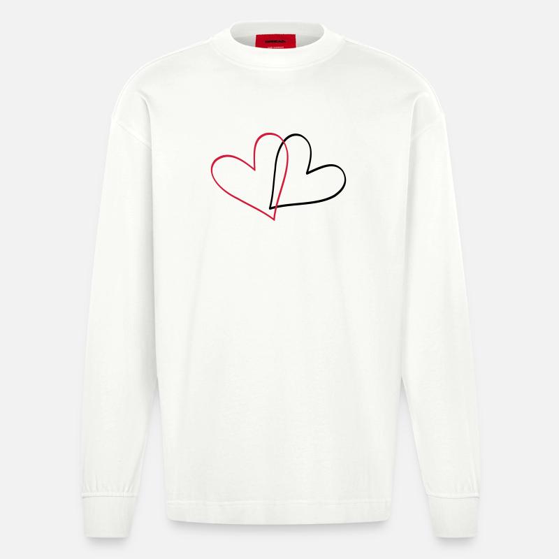 Herzen Herz Geschenkidee Partnerlook - Heavyweight Oversized Organic Langarmshirt Made in EU - OFF WHITE
