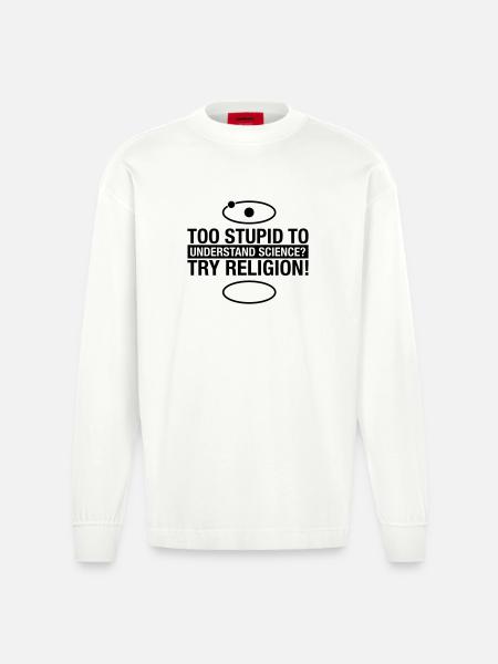 science-religion - Heavyweight Oversized Organic Langarmshirt Made in EU - OFF WHITE