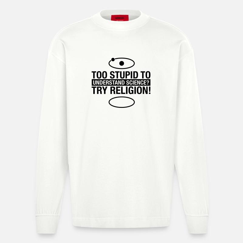 science-religion - Heavyweight Oversized Organic Langarmshirt Made in EU - OFF WHITE