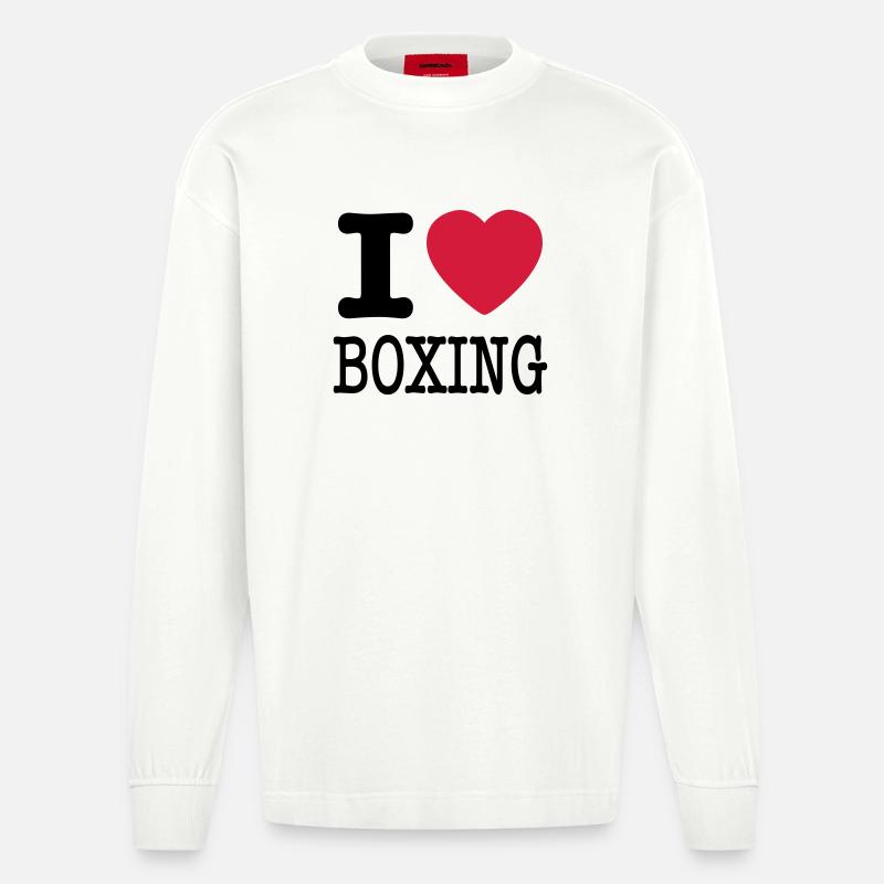 j'aime la boxe / I love boîtes - Manches longues bio épais oversize fabriqué en UE - OFF WHITE