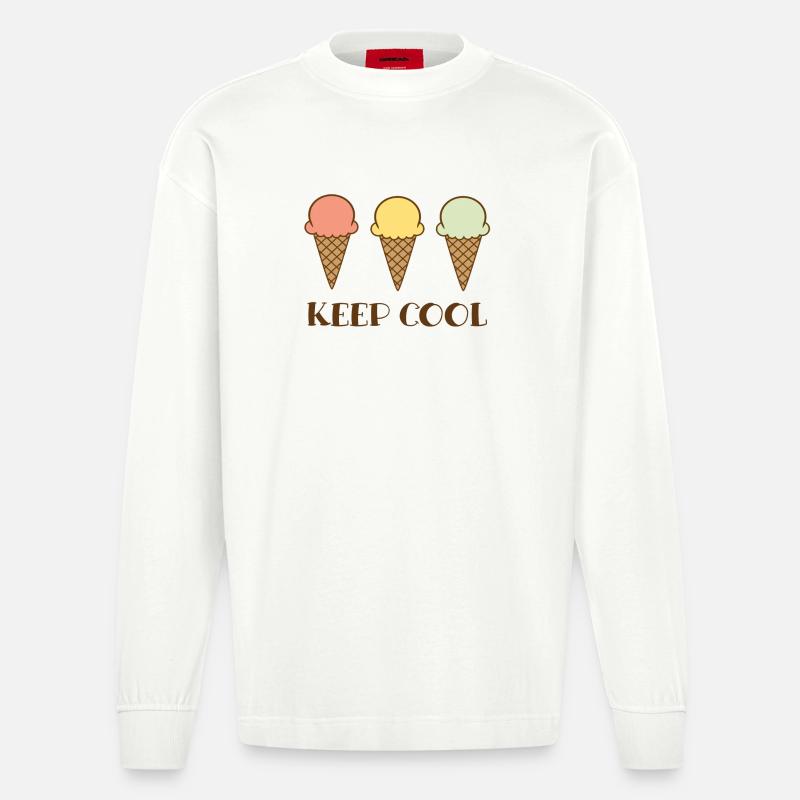 Keep cool - Heavyweight Oversized Organic Langarmshirt Made in EU - OFF WHITE