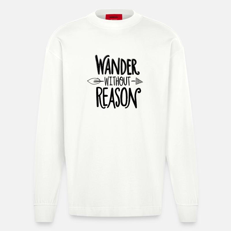 wander without reason - Heavyweight Oversized Organic Langarmshirt Made in EU - OFF WHITE
