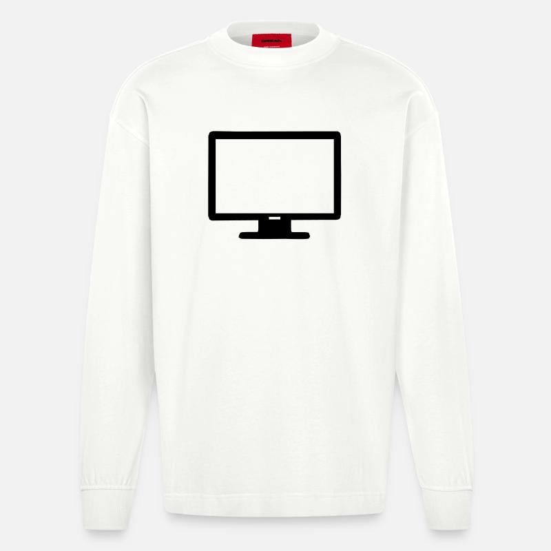 Computer Bildschirm - Heavyweight Oversized Organic Langarmshirt Made in EU - OFF WHITE