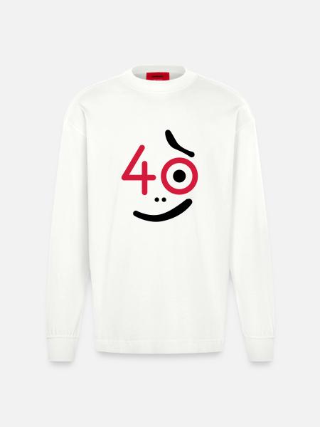 40 years - so what? - Heavyweight Oversized Organic Longsleeve Shirt Made in EU - OFF WHITE