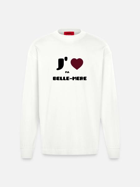J'aime ma belle-mère (V) - Manches longues bio épais oversize fabriqué en UE - OFF WHITE