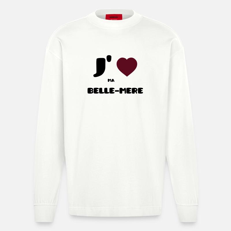 Ich liebe meine Mutter (V) - Heavyweight Oversized Organic Langarmshirt Made in EU - OFF WHITE