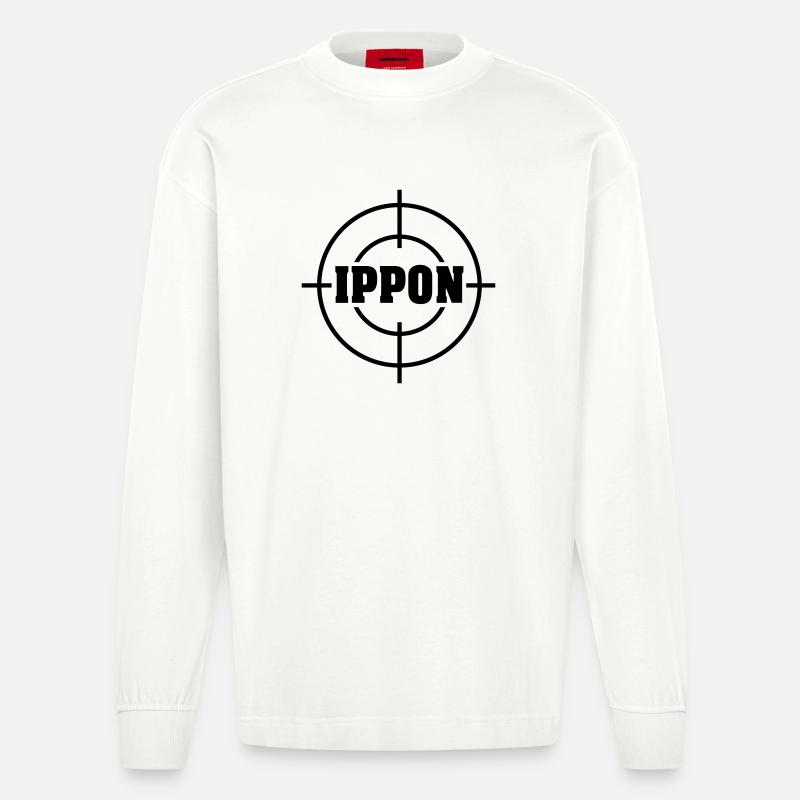 Target Ippon Judo Vektor - Heavyweight Oversized Organic Langarmshirt Made in EU - OFF WHITE