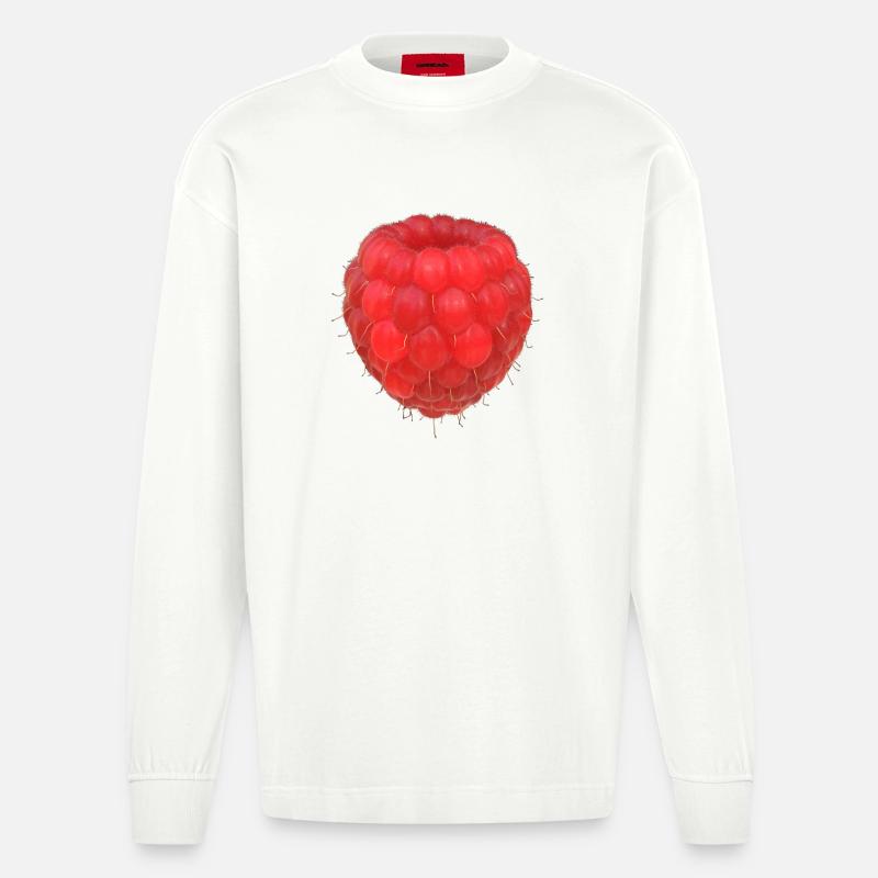 Modèle de grappe de framboises - Manches longues bio épais oversize fabriqué en UE - OFF WHITE