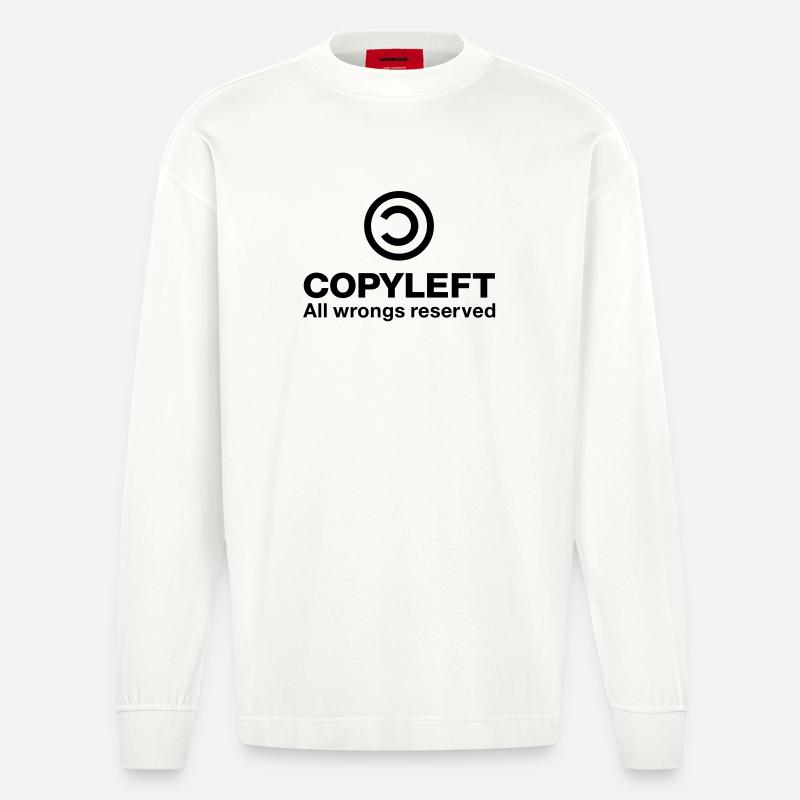 Copyleft Alle Unrecht vorbehalten - Heavyweight Oversized Organic Langarmshirt Made in EU - OFF WHITE