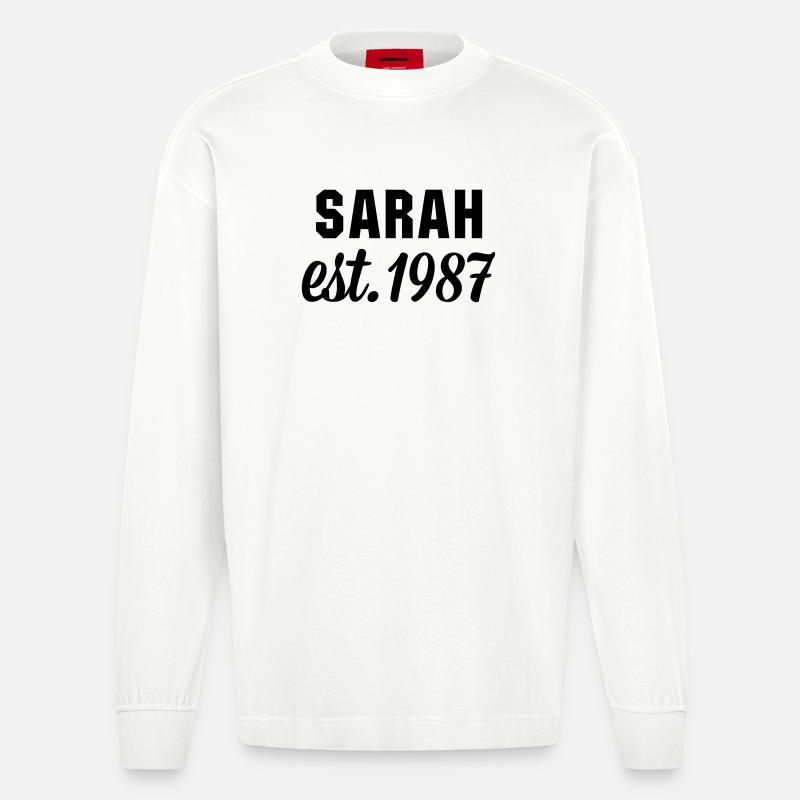 Sarah est 1987 - Heavyweight Oversized Organic Langarmshirt Made in EU - OFF WHITE