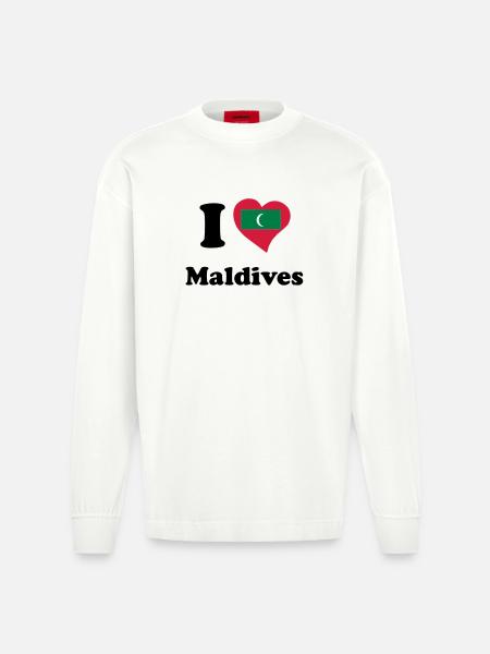 I love Maldives - Io amo Maldive - Maglia a maniche lunghe ecologica oversize Heavyweight Made in UE - OFF WHITE