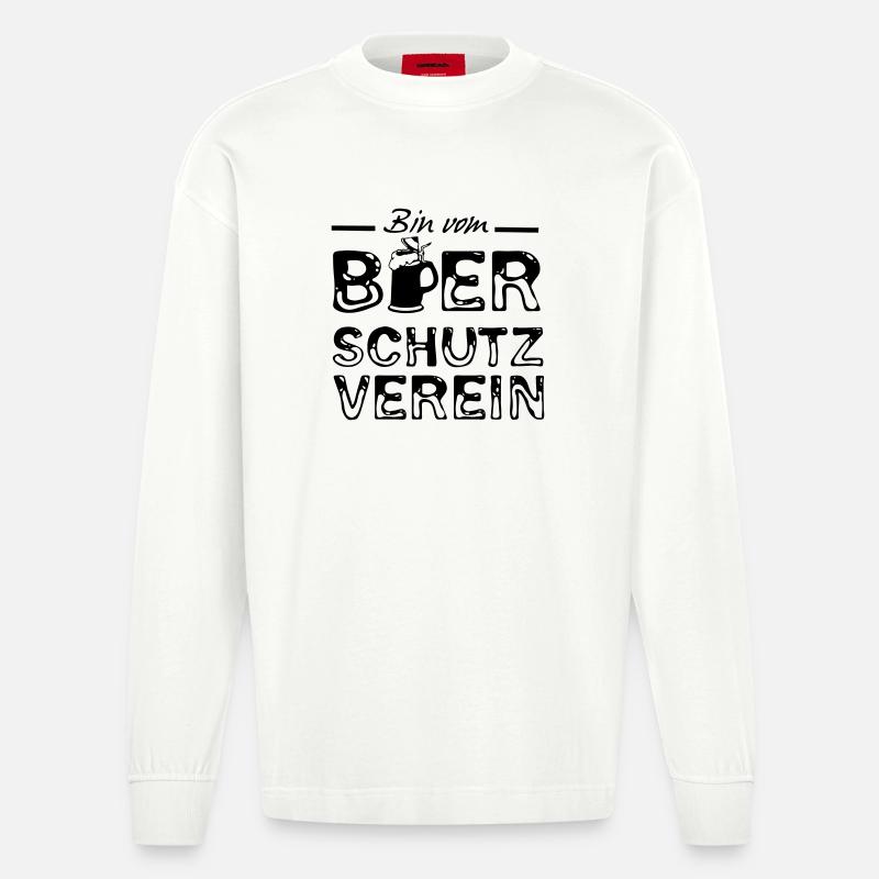 Bier Spruch Sprüche lustig Geschenk - Heavyweight Oversized Organic Langarmshirt Made in EU - OFF WHITE