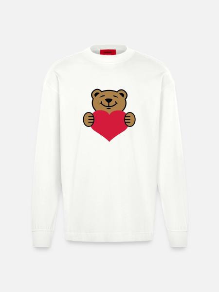 Herz | Bärchen | Heart | Bear - Heavyweight Oversized Organic Longsleeve Shirt Made in EU - OFF WHITE