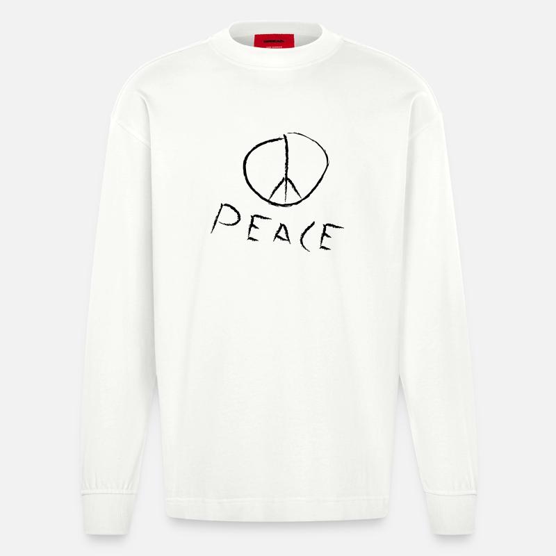 peace exit-shirt - Heavyweight Oversized Organic Langarmshirt Made in EU - OFF WHITE