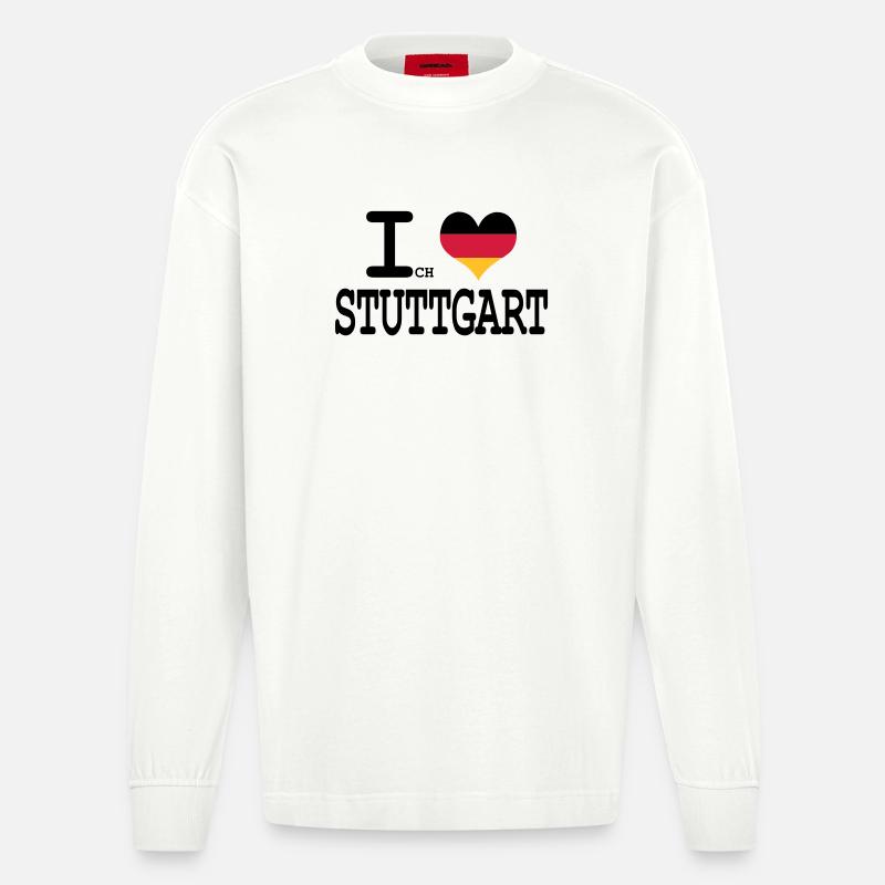 ich liebe stuttgart - Heavyweight Oversized Organic Langarmshirt Made in EU - OFF WHITE