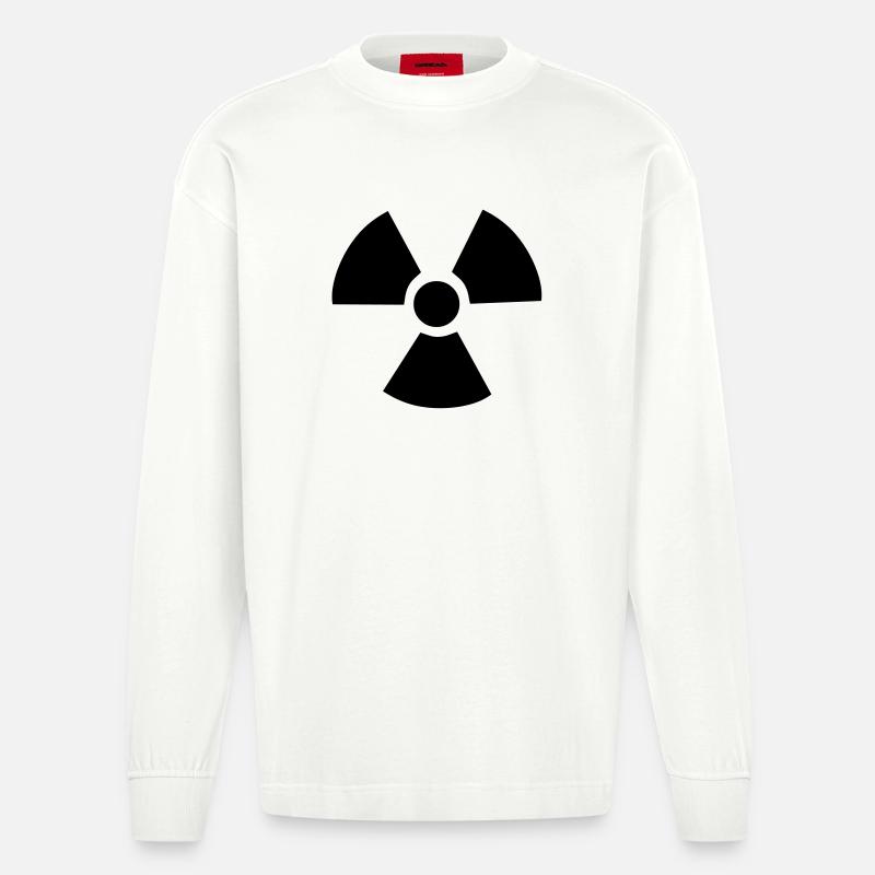 Radioactive Symbol - Heavyweight Oversized Organic Longsleeve Shirt Made in EU - OFF WHITE